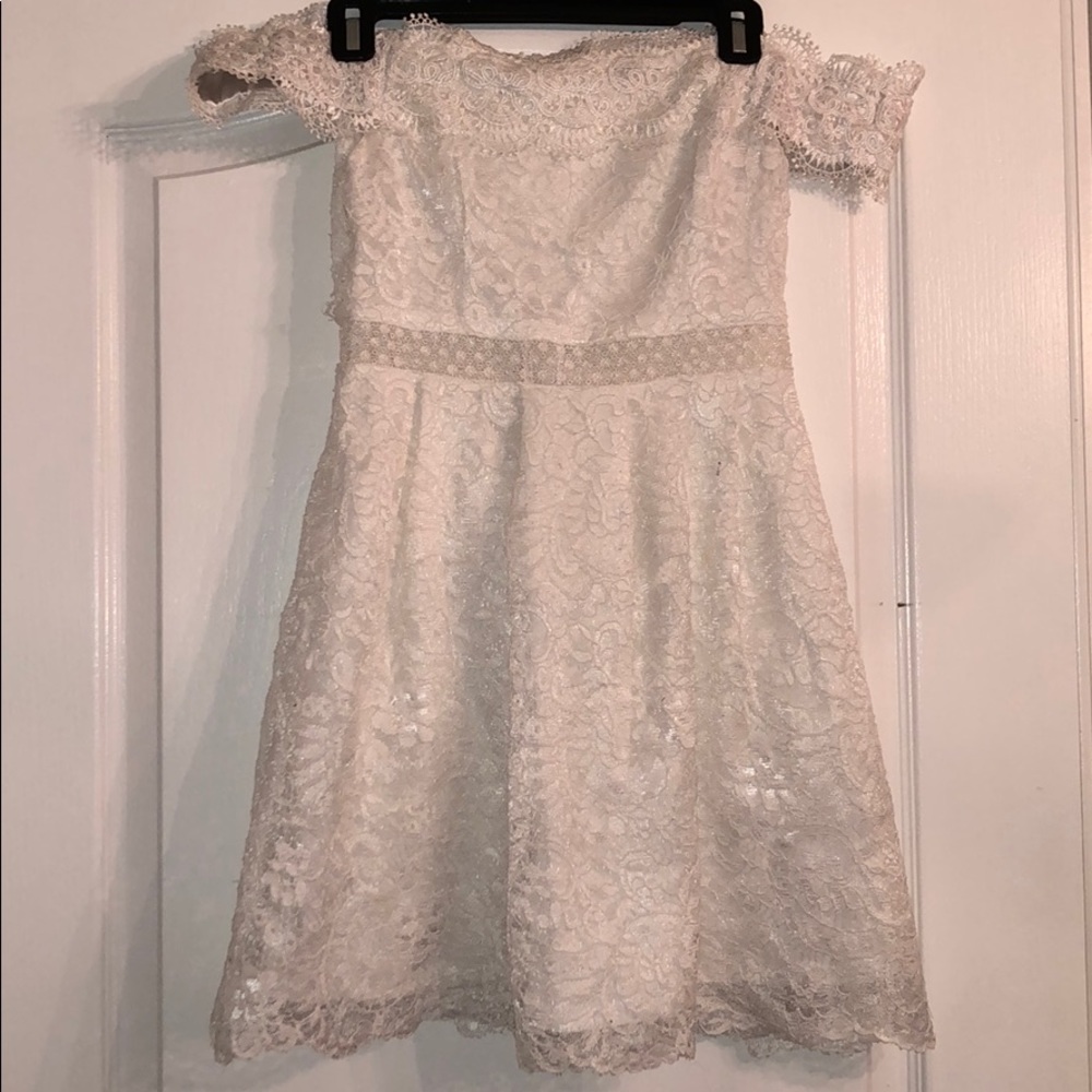 francesca’s white lace off the shoulder dress